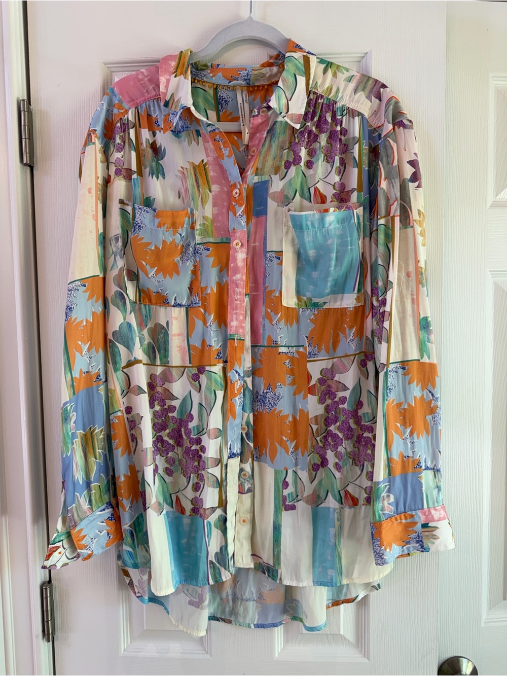 Anthropologie Multi-Color Floral Button-Up Shirt blouse
